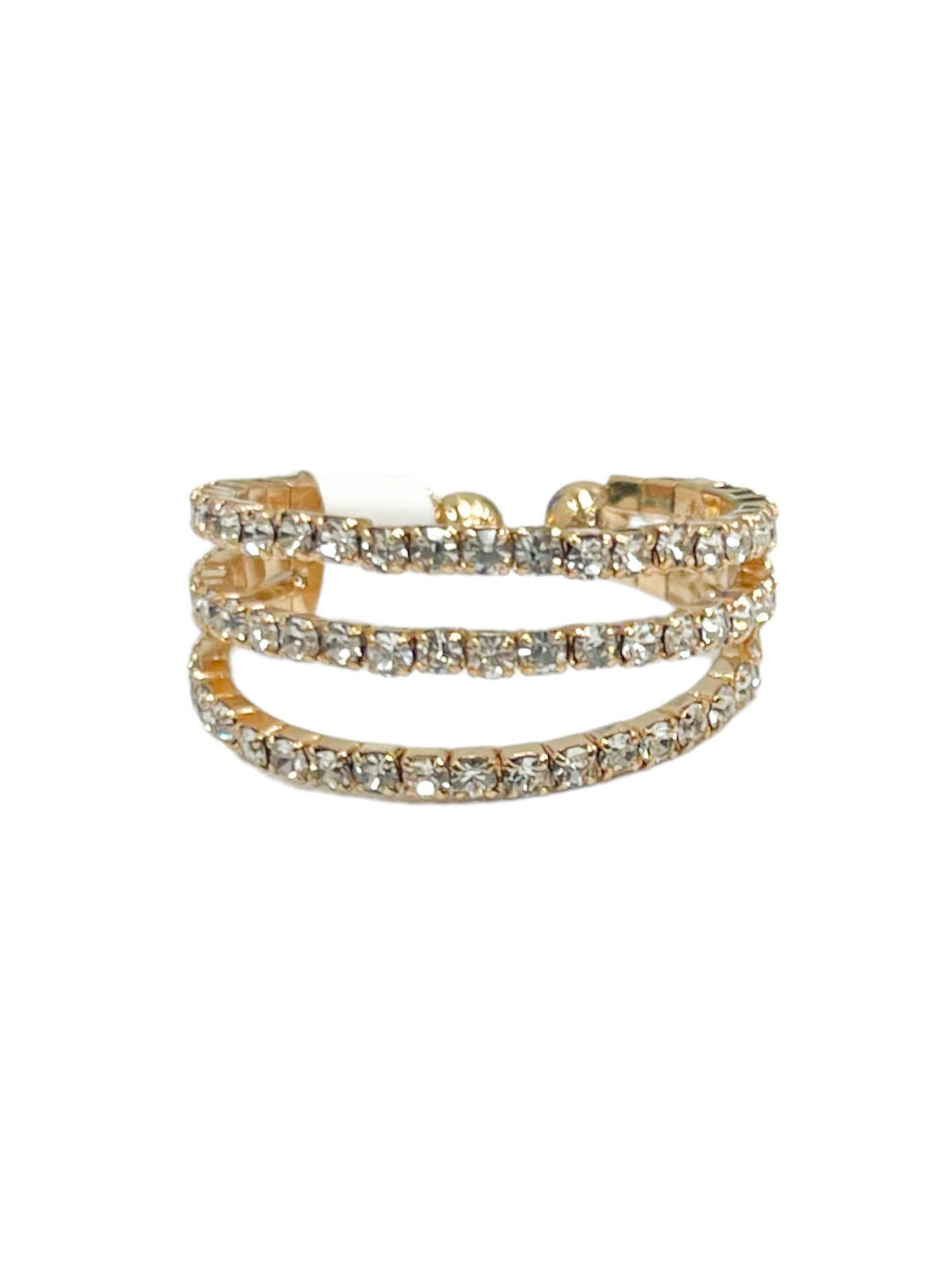 Adjustable Three Strand Rhinestone Ring
