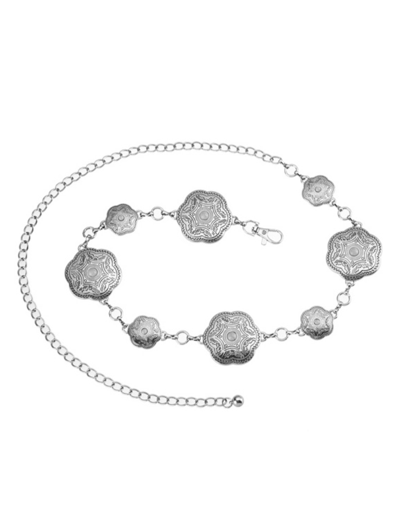 Floral Concho Chain Belt